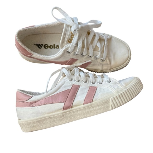 Gola - Mark Cox Tennis Sneakers White & Pink Sz 7.5 - Picture 1 of 10